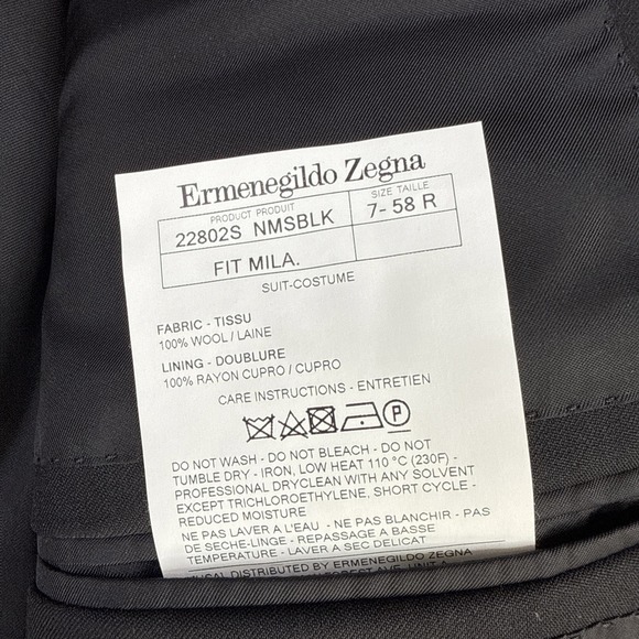 Ermenegildo Zegna Blazer Multi Season Mila Fit Solid Black Wool Jacket Sz 58R - Picture 3 of 10